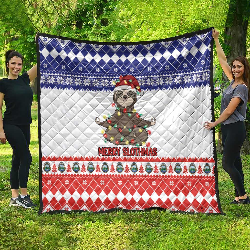 Costa Rica Christmas Quilt Merry Slothmas - Wonder Print Shop