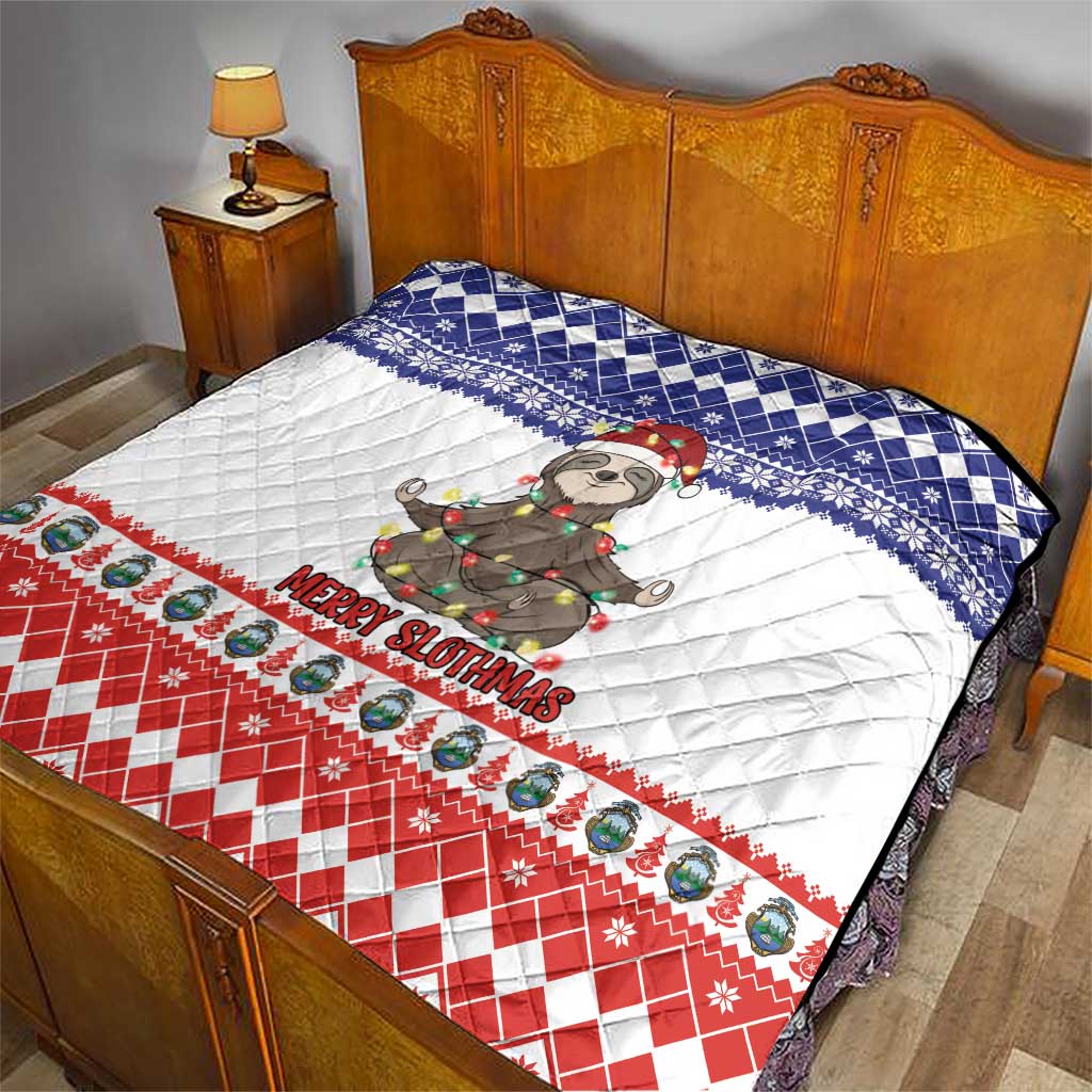 Costa Rica Christmas Quilt Merry Slothmas - Wonder Print Shop