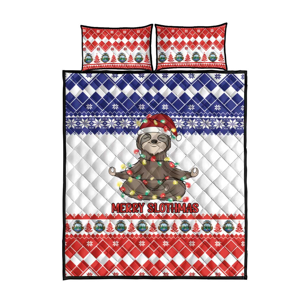 Costa Rica Christmas Quilt Bed Set Merry Slothmas - Wonder Print Shop