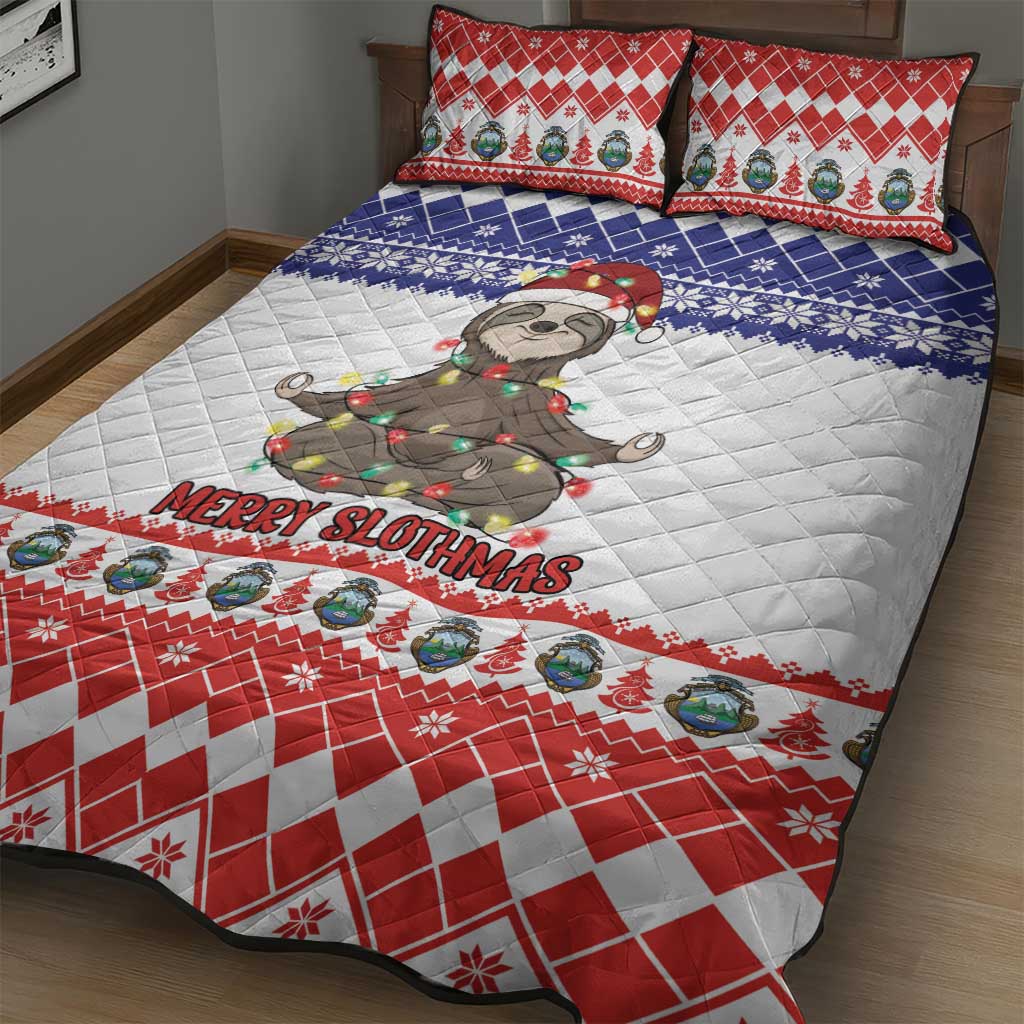 Costa Rica Christmas Quilt Bed Set Merry Slothmas - Wonder Print Shop