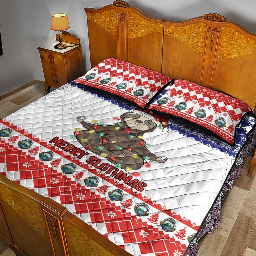 Costa Rica Christmas Quilt Bed Set Merry Slothmas - Wonder Print Shop