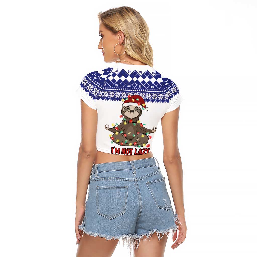 Costa Rica Christmas Raglan Cropped T Shirt Merry Slothmas - Wonder Print Shop