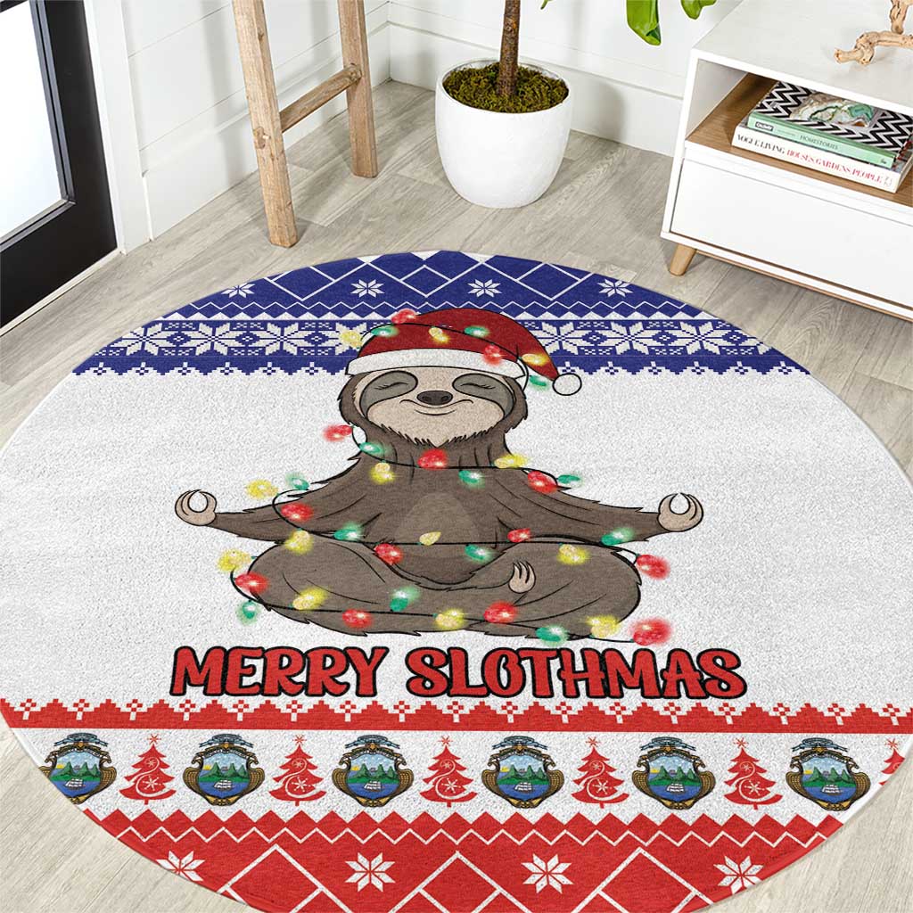 Costa Rica Christmas Round Carpet Merry Slothmas - Wonder Print Shop