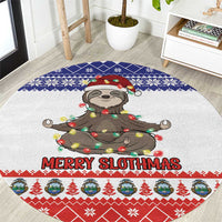 Costa Rica Christmas Round Carpet Merry Slothmas - Wonder Print Shop