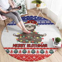 Costa Rica Christmas Round Carpet Merry Slothmas - Wonder Print Shop