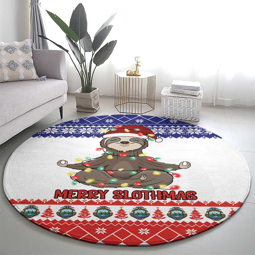 Costa Rica Christmas Round Carpet Merry Slothmas - Wonder Print Shop
