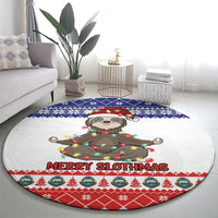 Costa Rica Christmas Round Carpet Merry Slothmas - Wonder Print Shop