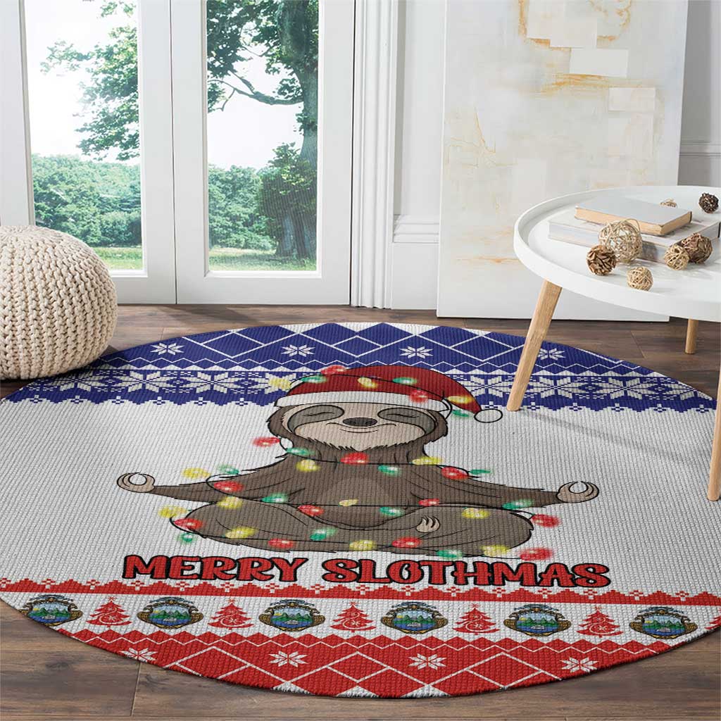 Costa Rica Christmas Round Carpet Merry Slothmas - Wonder Print Shop