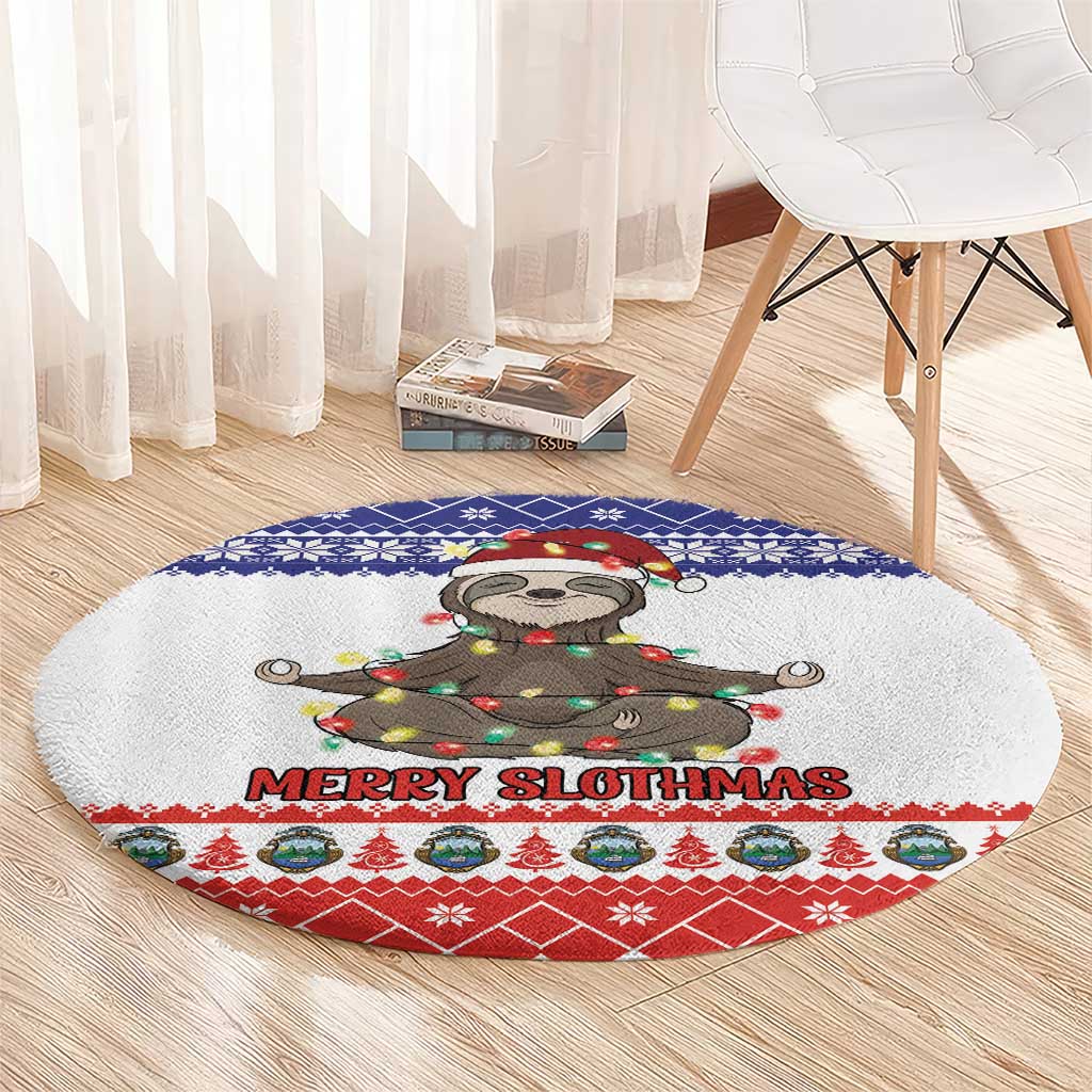 Costa Rica Christmas Round Carpet Merry Slothmas - Wonder Print Shop