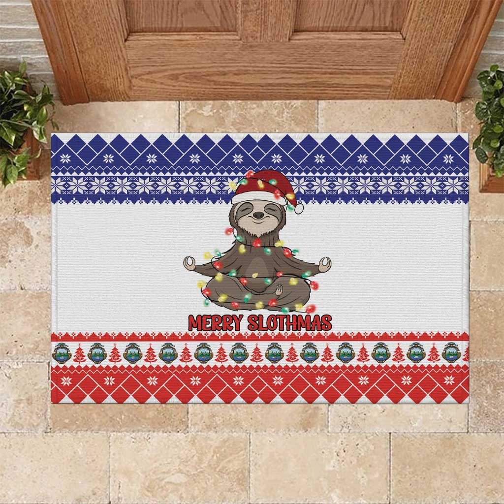 Costa Rica Christmas Rubber Doormat Merry Slothmas - Wonder Print Shop