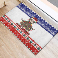 Costa Rica Christmas Rubber Doormat Merry Slothmas - Wonder Print Shop