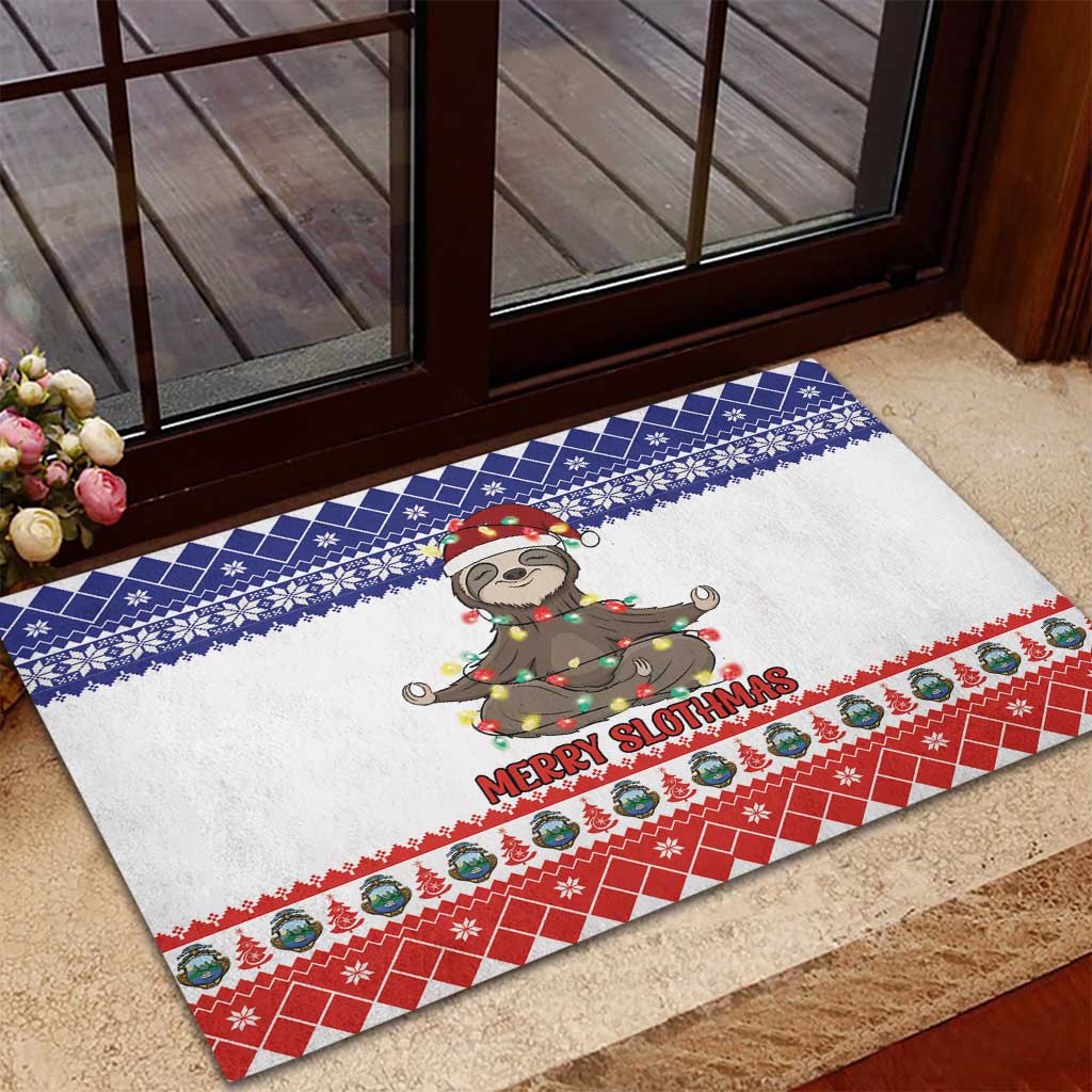 Costa Rica Christmas Rubber Doormat Merry Slothmas - Wonder Print Shop