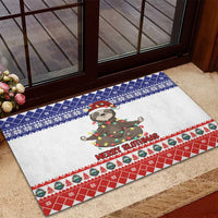 Costa Rica Christmas Rubber Doormat Merry Slothmas - Wonder Print Shop