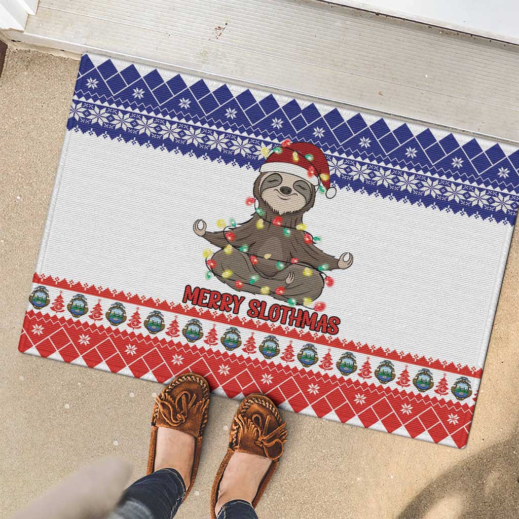 Costa Rica Christmas Rubber Doormat Merry Slothmas - Wonder Print Shop