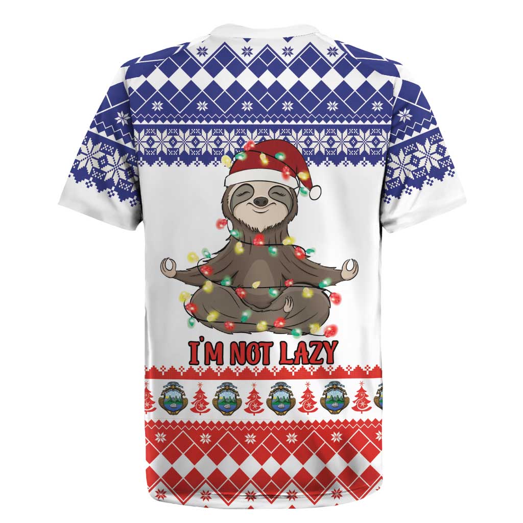 Costa Rica Christmas Rugby Jersey Merry Slothmas - Wonder Print Shop