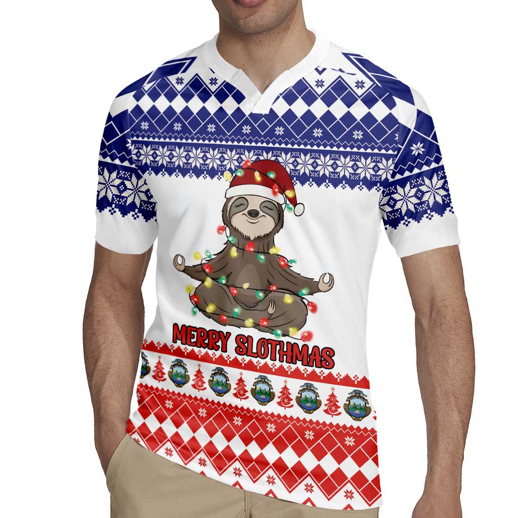 Costa Rica Christmas Rugby Jersey Merry Slothmas - Wonder Print Shop