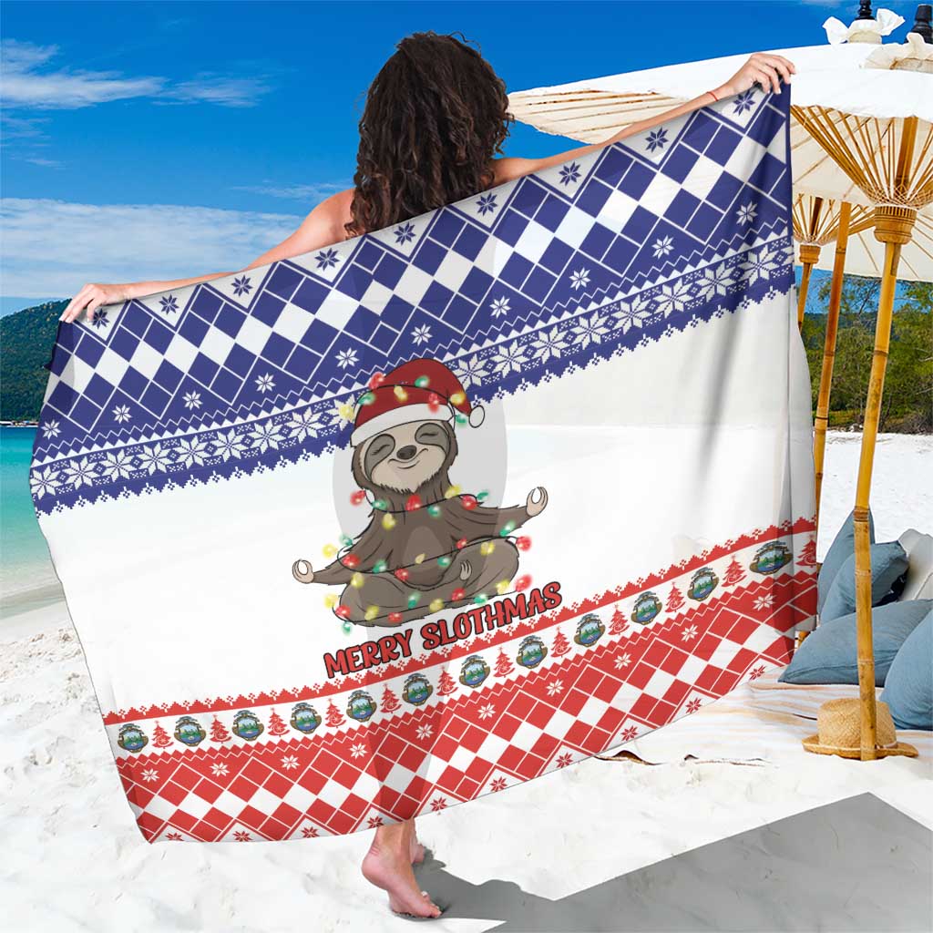 Costa Rica Christmas Sarong Merry Slothmas - Wonder Print Shop