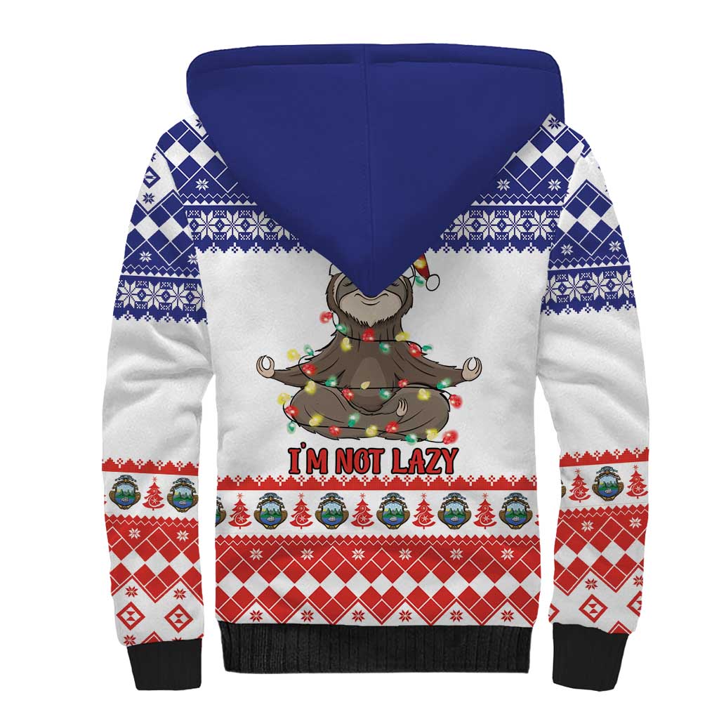 Costa Rica Christmas Sherpa Hoodie Merry Slothmas - Wonder Print Shop