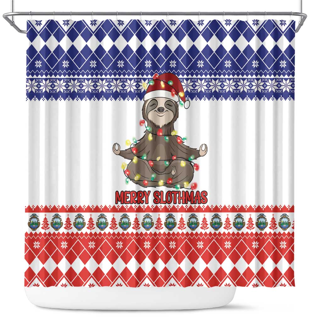 Costa Rica Christmas Shower Curtain Merry Slothmas - Wonder Print Shop