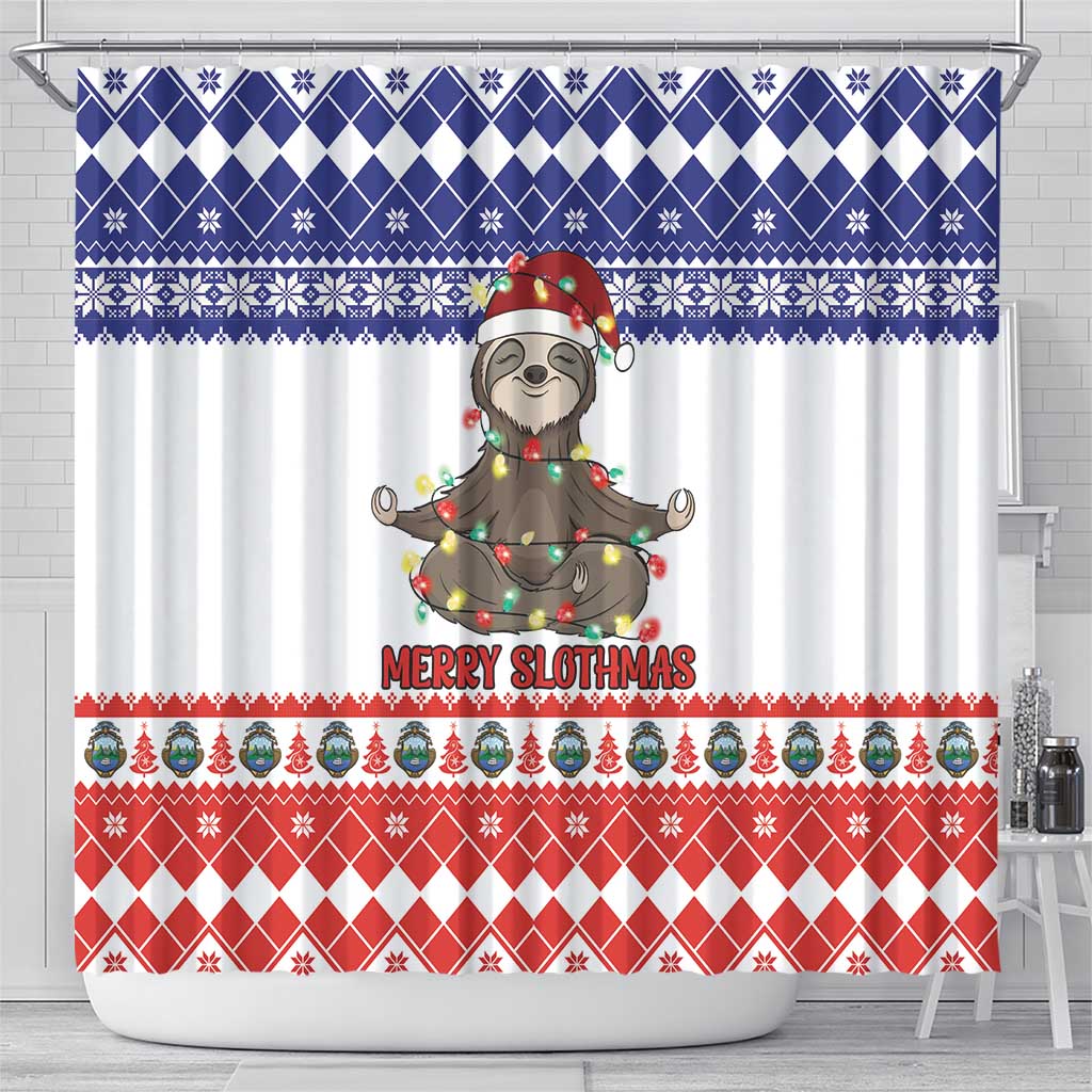 Costa Rica Christmas Shower Curtain Merry Slothmas - Wonder Print Shop
