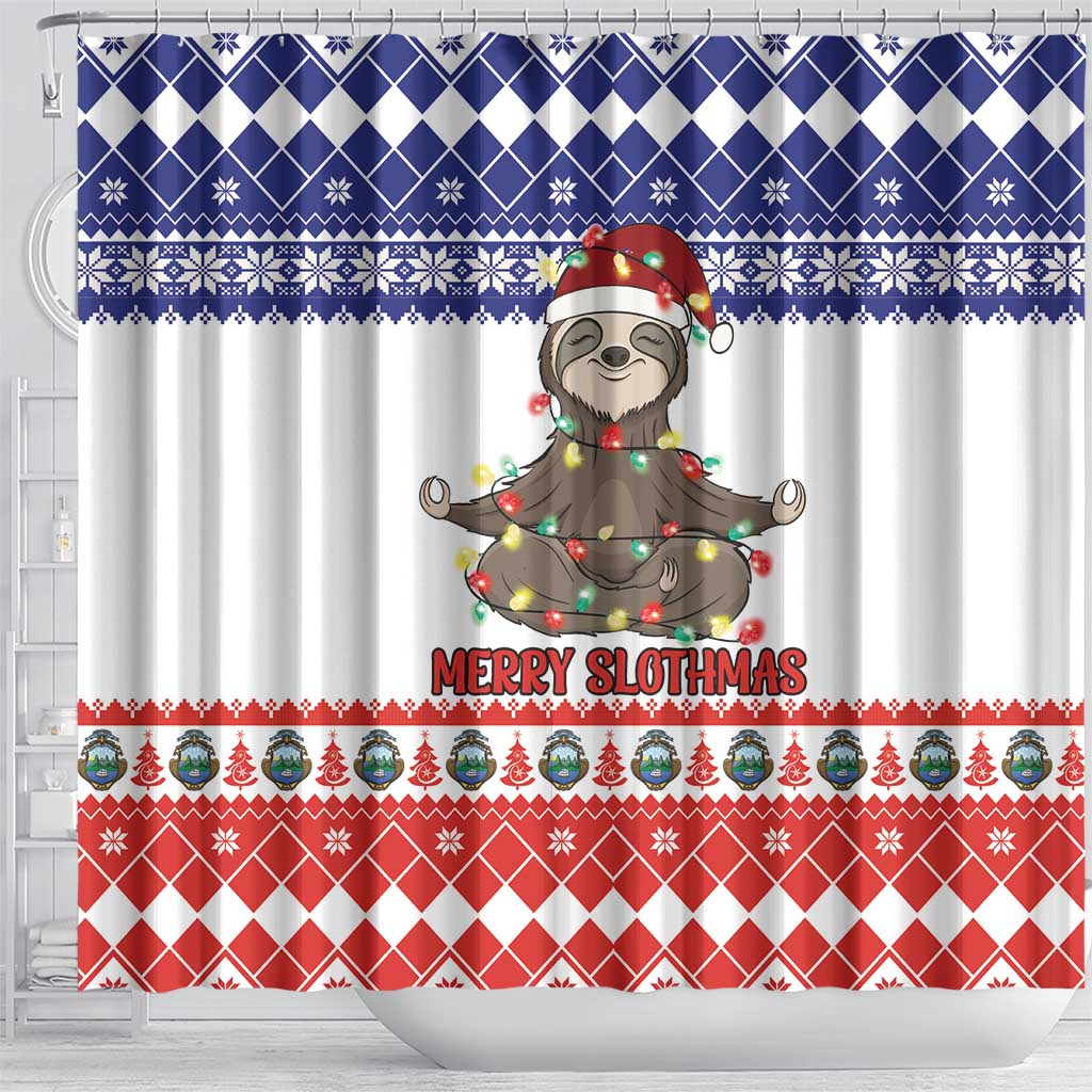 Costa Rica Christmas Shower Curtain Merry Slothmas - Wonder Print Shop