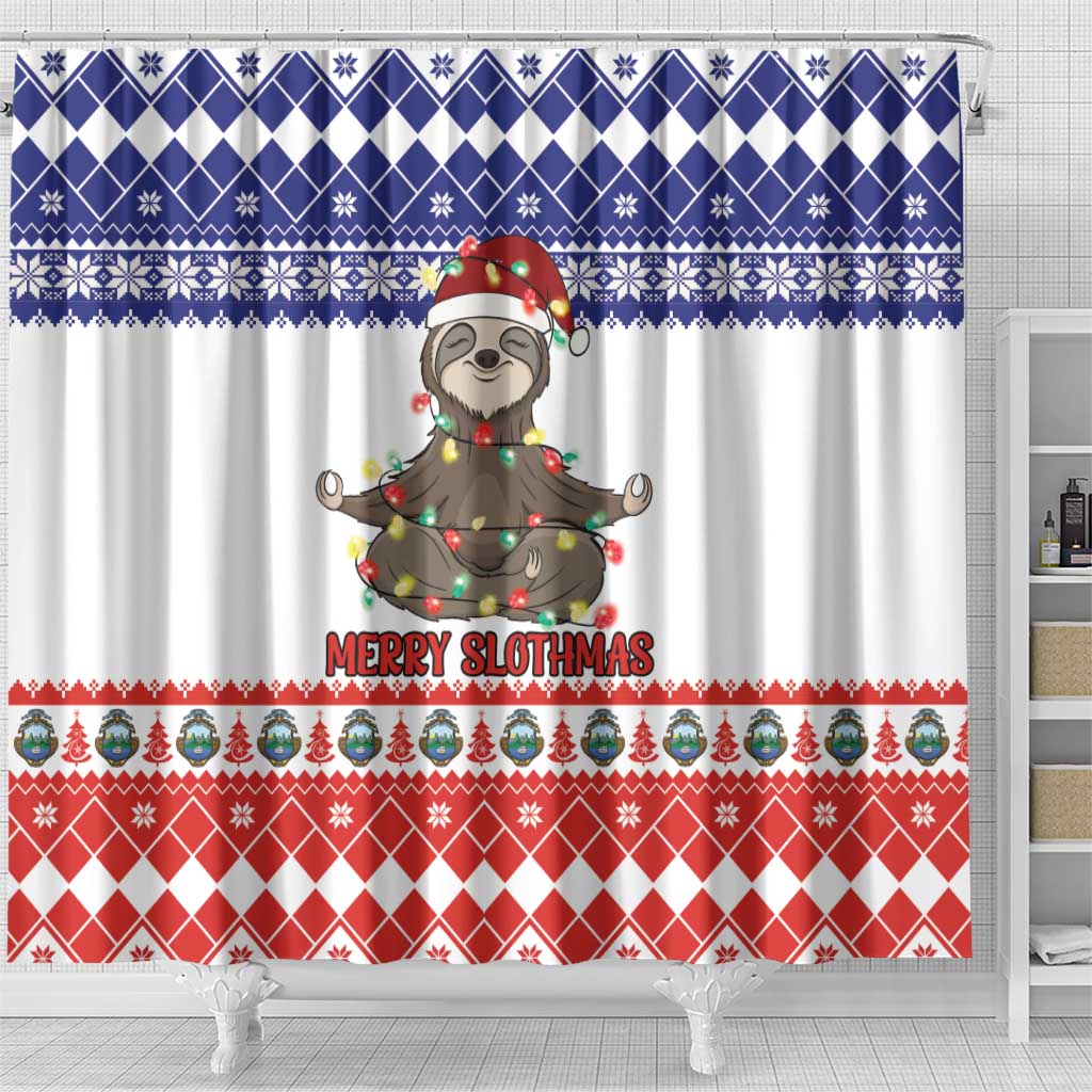 Costa Rica Christmas Shower Curtain Merry Slothmas - Wonder Print Shop
