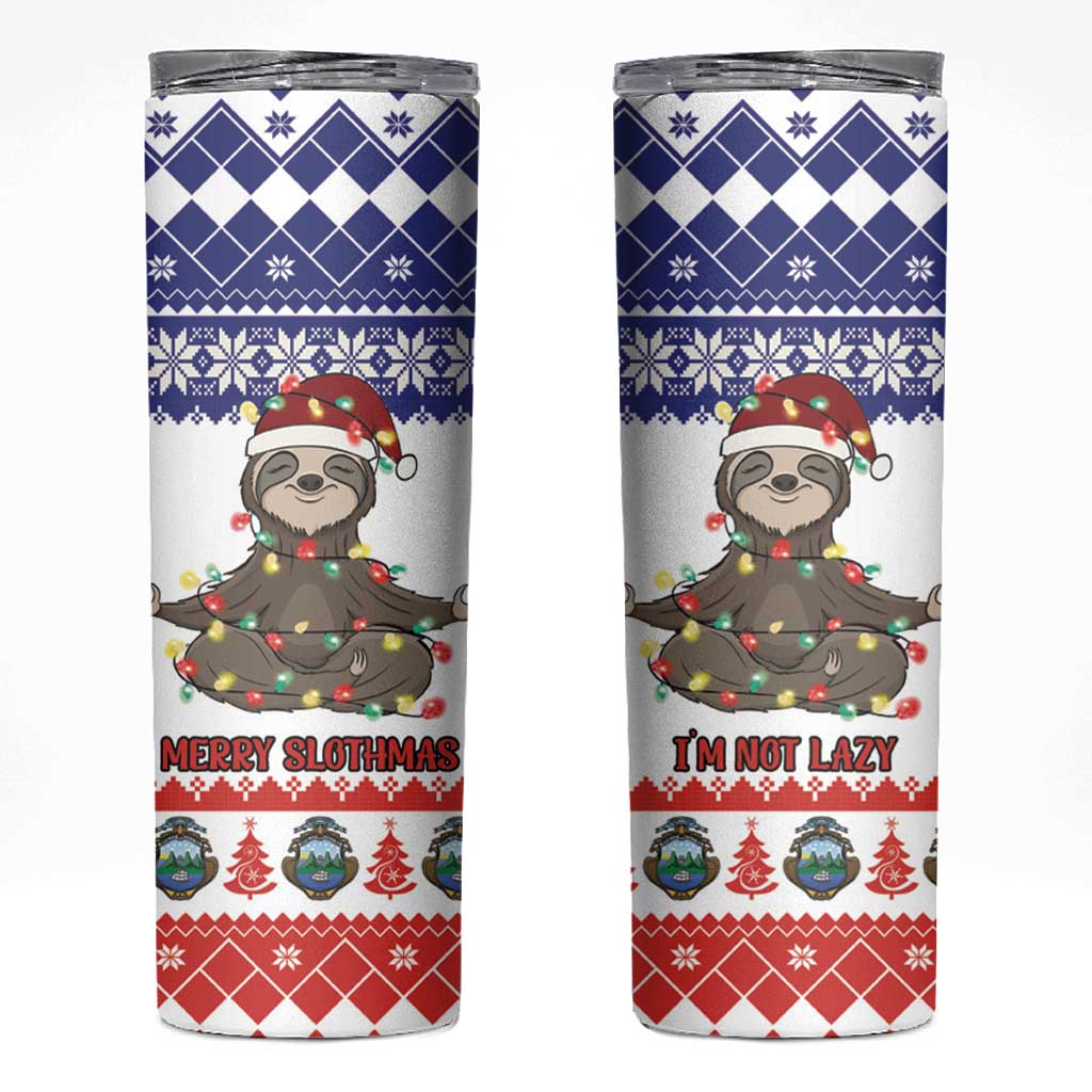 Costa Rica Christmas Skinny Tumbler Merry Slothmas - Wonder Print Shop