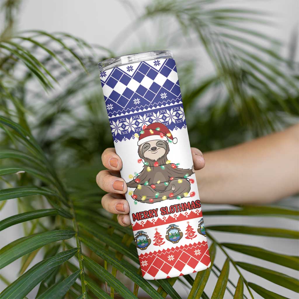 Costa Rica Christmas Skinny Tumbler Merry Slothmas - Wonder Print Shop
