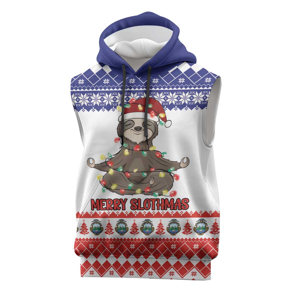 Costa Rica Christmas Sleeveless Hoodie Merry Slothmas - Wonder Print Shop