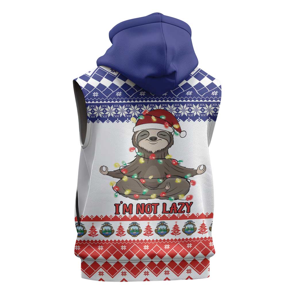 Costa Rica Christmas Sleeveless Hoodie Merry Slothmas - Wonder Print Shop