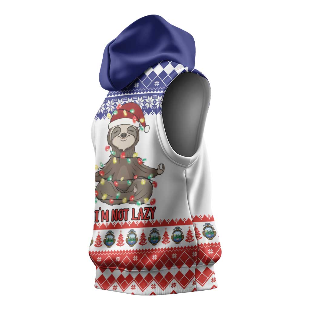 Costa Rica Christmas Sleeveless Hoodie Merry Slothmas - Wonder Print Shop