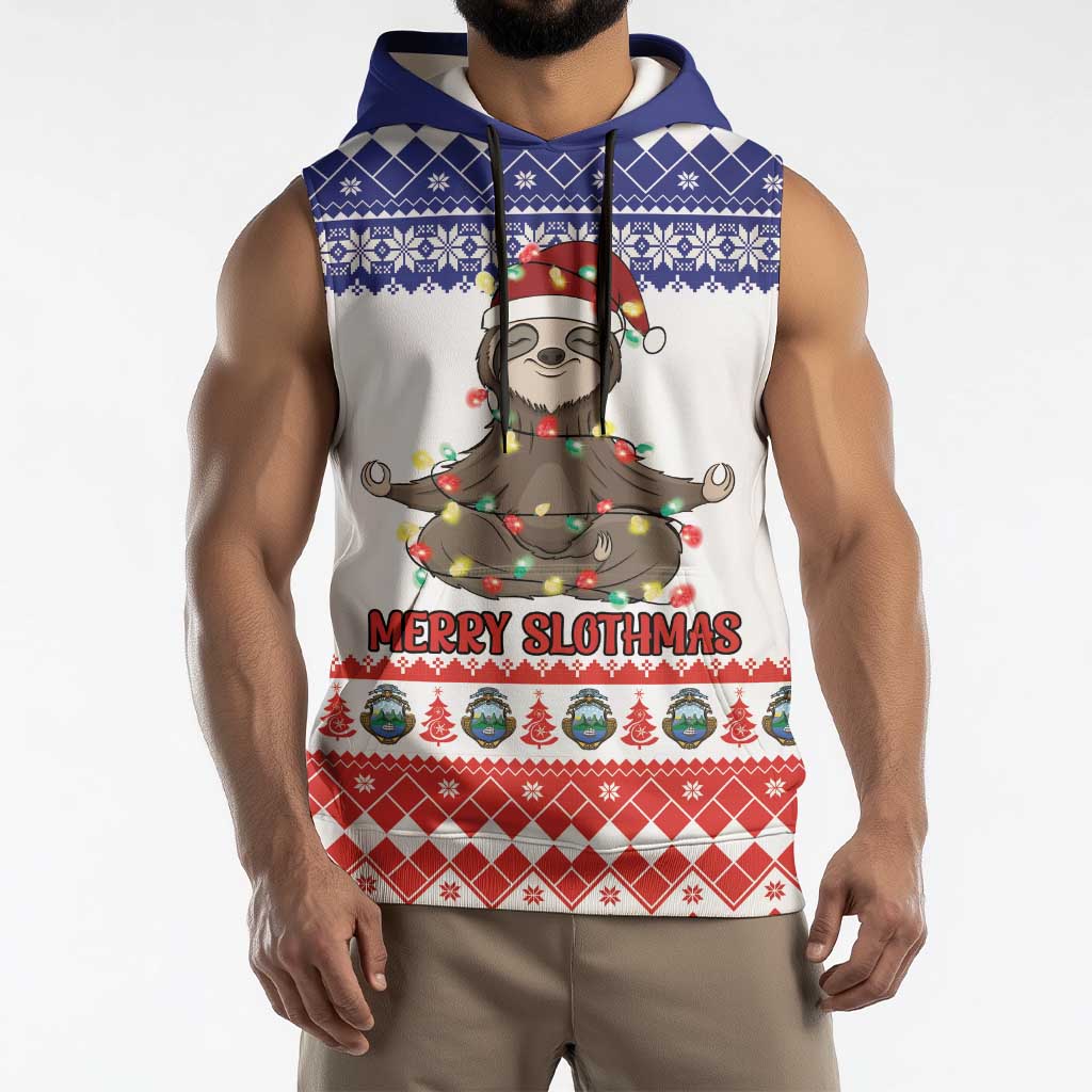 Costa Rica Christmas Sleeveless Hoodie Merry Slothmas - Wonder Print Shop
