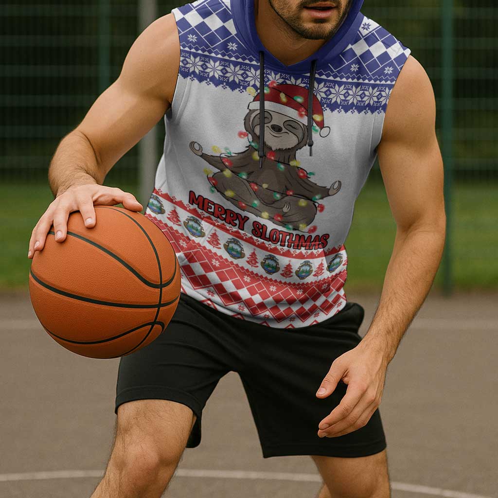 Costa Rica Christmas Sleeveless Hoodie Merry Slothmas - Wonder Print Shop