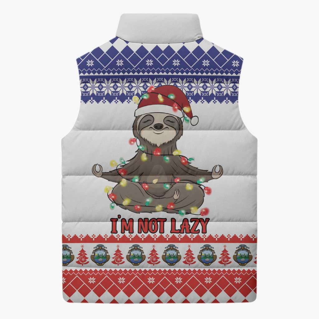 Costa Rica Christmas Sleeveless Puffer Jacket Merry Slothmas - Wonder Print Shop