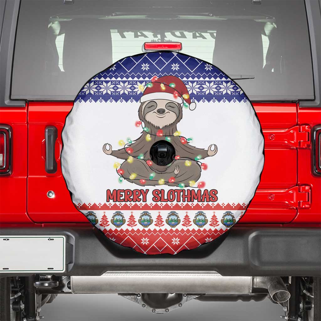 Costa Rica Christmas Spare Tire Cover Merry Slothmas - Wonder Print Shop