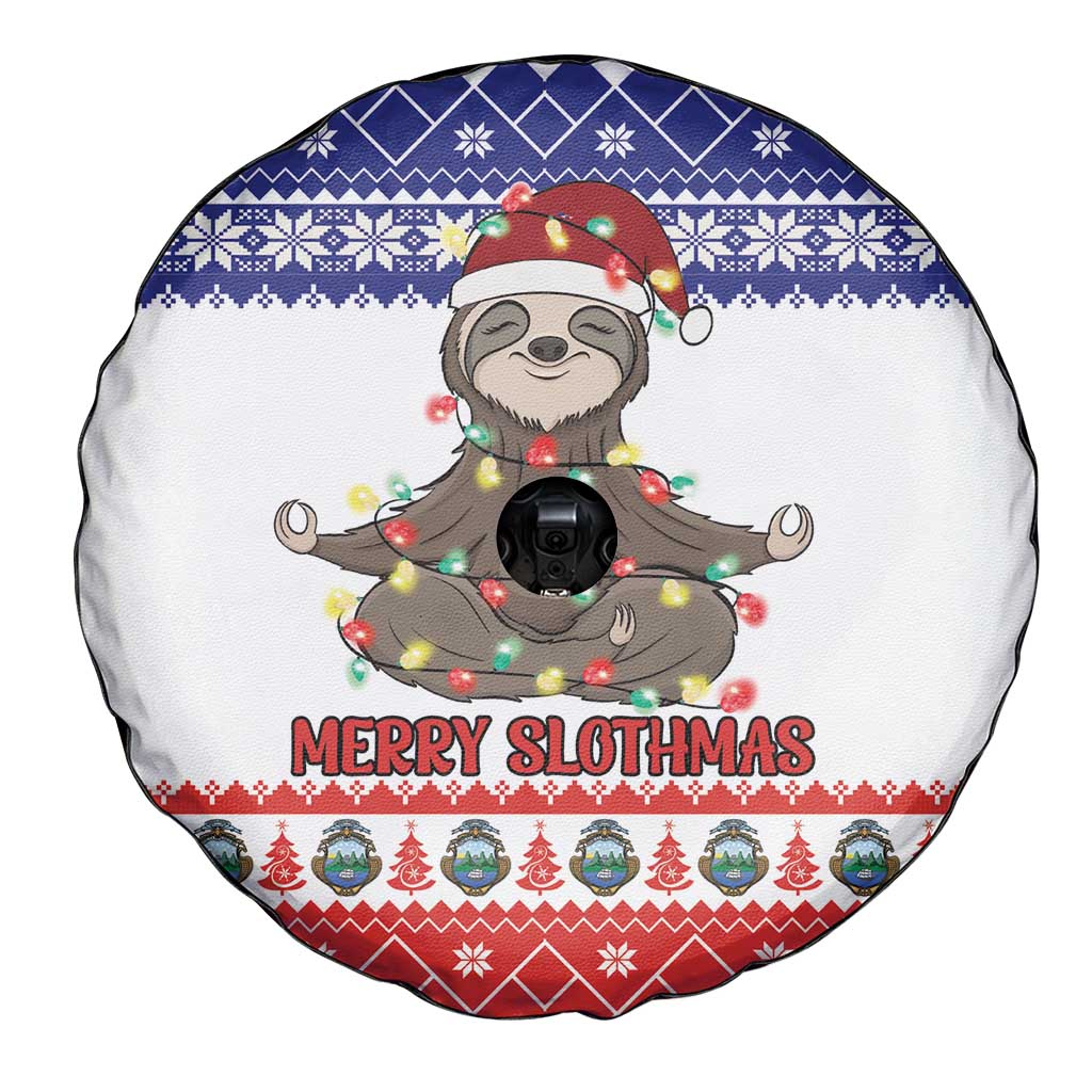 Costa Rica Christmas Spare Tire Cover Merry Slothmas - Wonder Print Shop