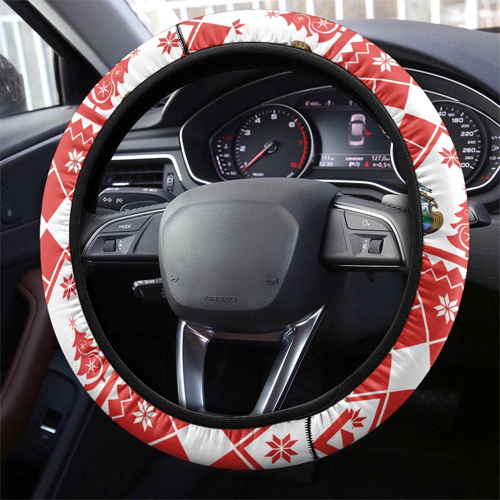 Costa Rica Christmas Steering Wheel Cover Merry Slothmas - Wonder Print Shop