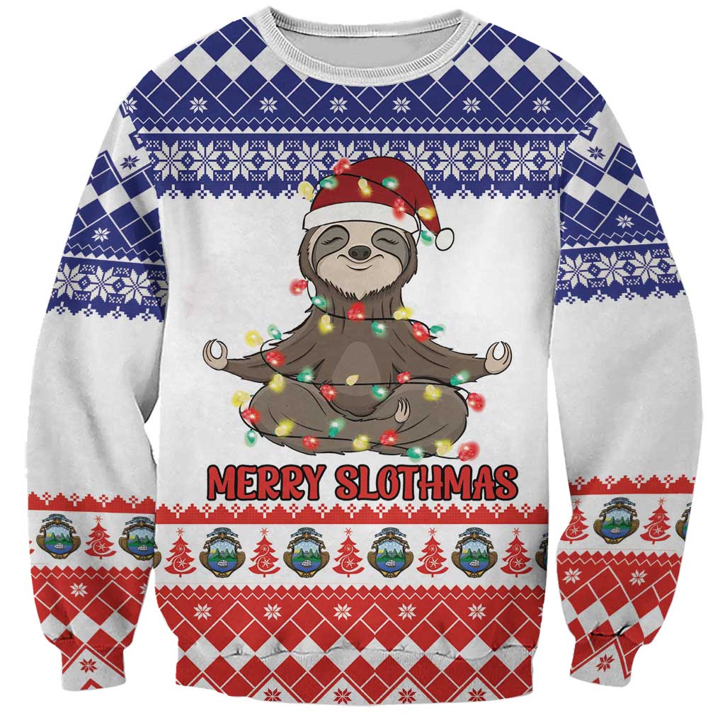 Costa Rica Christmas Sweatshirt Merry Slothmas - Wonder Print Shop
