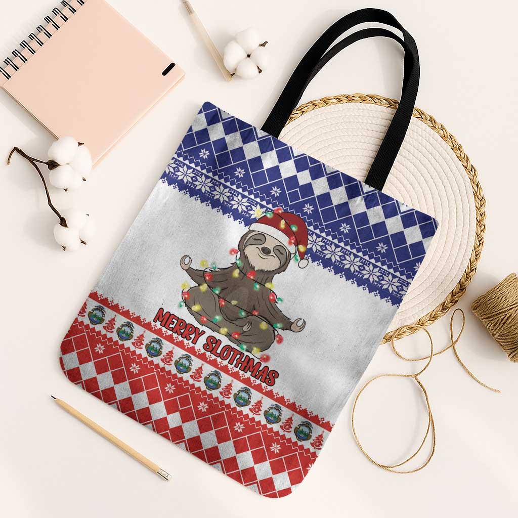 Costa Rica Christmas Tote Bag Merry Slothmas - Wonder Print Shop