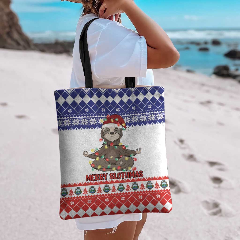Costa Rica Christmas Tote Bag Merry Slothmas - Wonder Print Shop