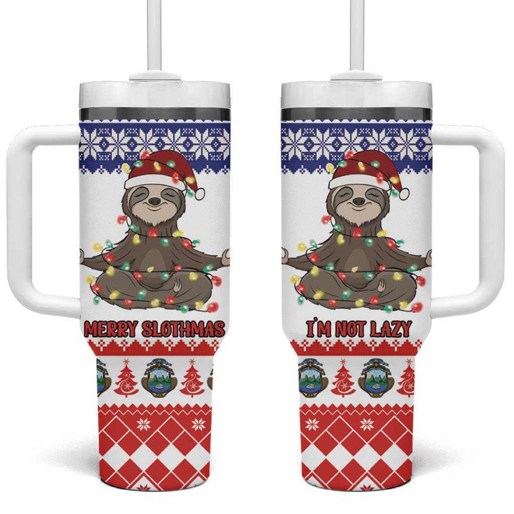 Costa Rica Christmas Tumbler With Handle Merry Slothmas - Wonder Print Shop