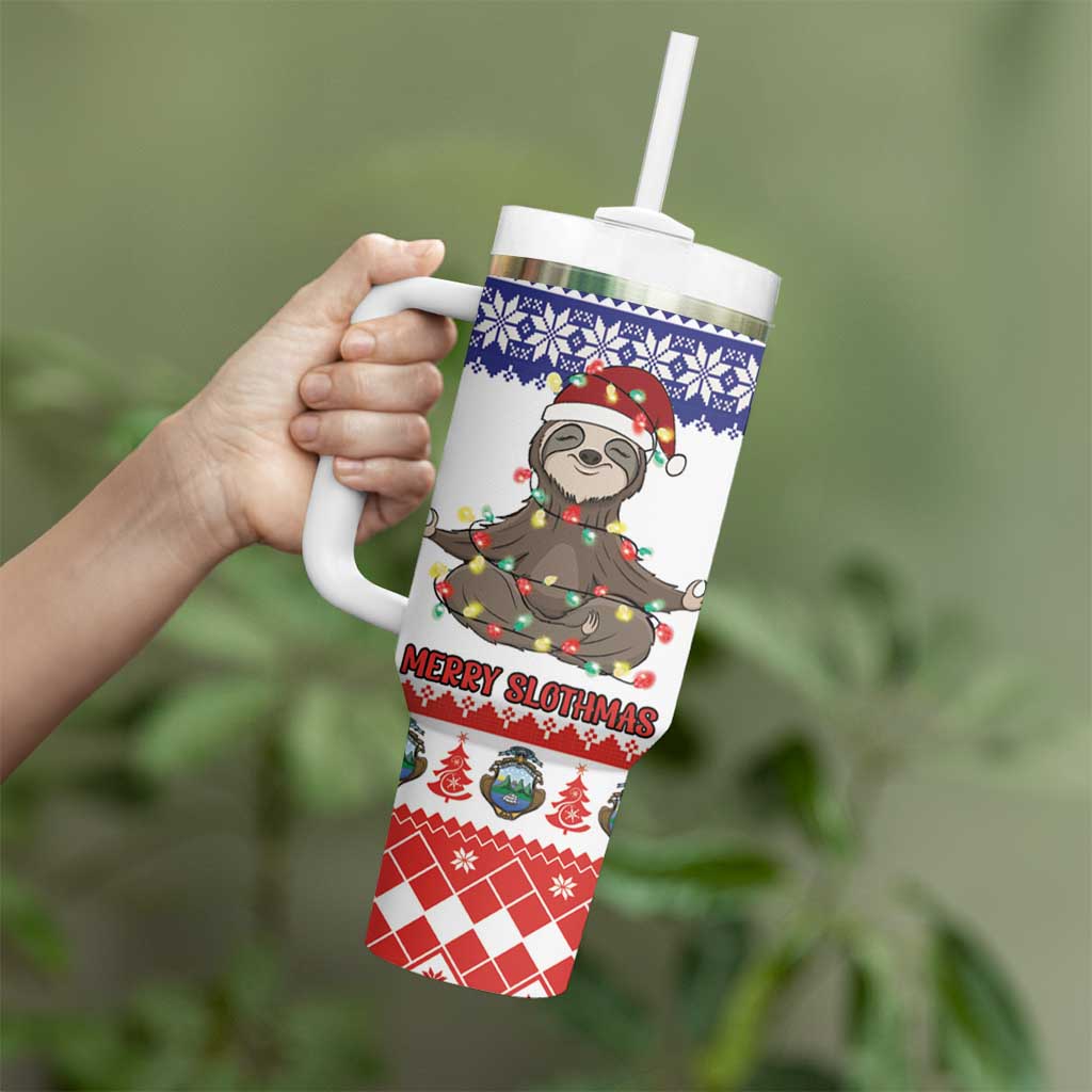 Costa Rica Christmas Tumbler With Handle Merry Slothmas - Wonder Print Shop