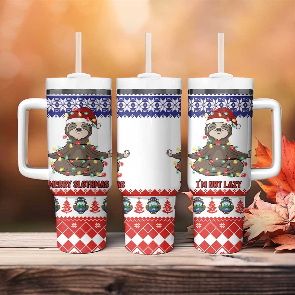 Costa Rica Christmas Tumbler With Handle Merry Slothmas - Wonder Print Shop