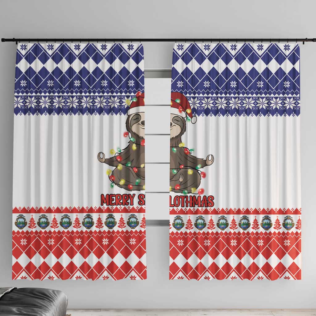 Costa Rica Christmas Window Curtain Merry Slothmas - Wonder Print Shop