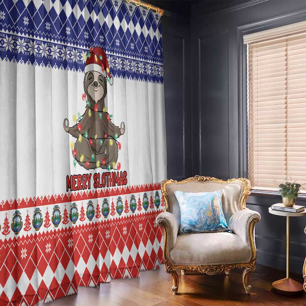 Costa Rica Christmas Window Curtain Merry Slothmas - Wonder Print Shop