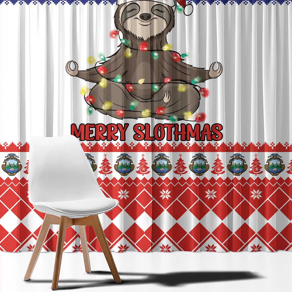 Costa Rica Christmas Window Curtain Merry Slothmas - Wonder Print Shop