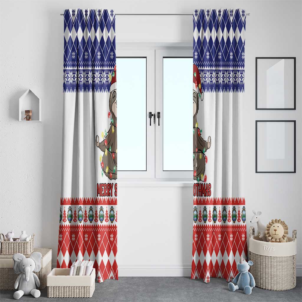 Costa Rica Christmas Window Curtain Merry Slothmas - Wonder Print Shop