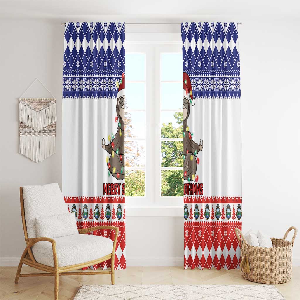 Costa Rica Christmas Window Curtain Merry Slothmas - Wonder Print Shop