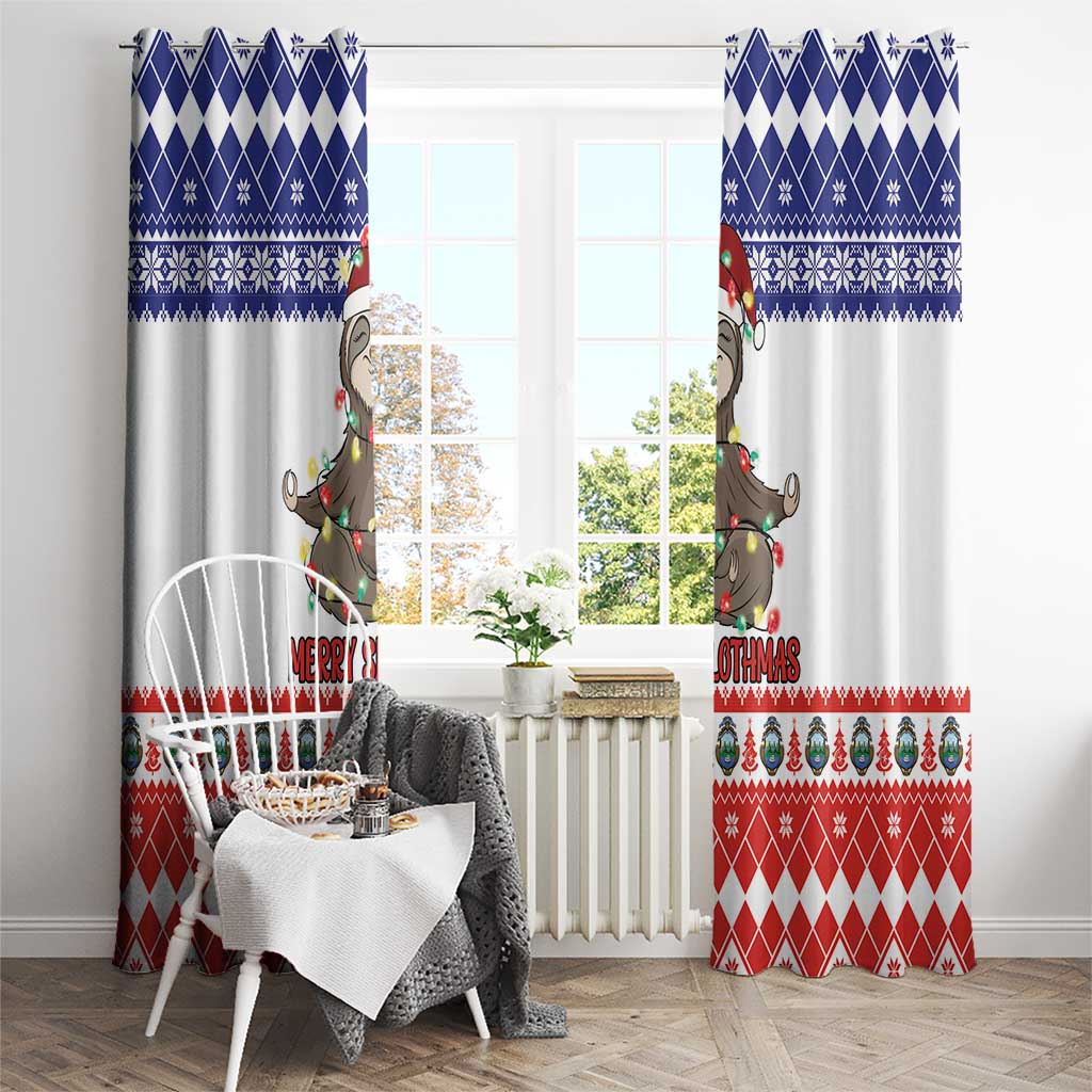 Costa Rica Christmas Window Curtain Merry Slothmas - Wonder Print Shop