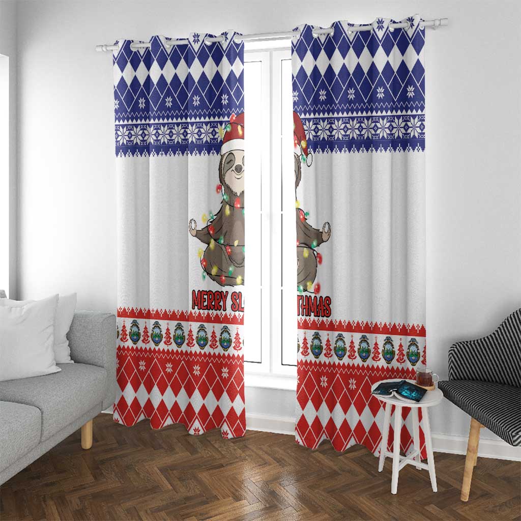 Costa Rica Christmas Window Curtain Merry Slothmas - Wonder Print Shop